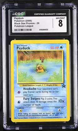 CGC 8 Psyduck 2000 Black Star Promos 20 Pokemon League Graded Pokemon Card - Image 1