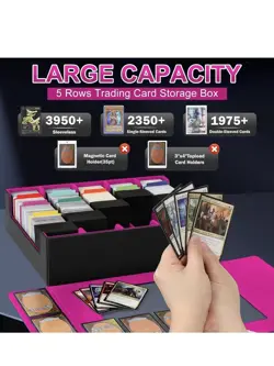 3950+ Trading Card Storage Box, 5 Rows Commander Card Deck Box with Top Display - Image 4