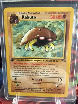 Pokemon TCG Kabuto Fossil 1st Edition Common Card 50/62 NM Condition - Image 1