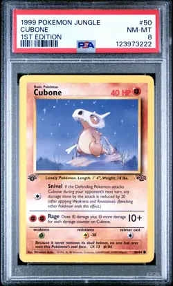 1999 POKEMON JUNGLE 1ST ED #50 CUBONE PSA 8 - Image 1