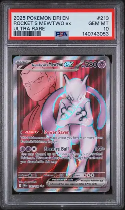 TEAM ROCKET'S MEWTWO EX 213/182 ULTRA RARE DESTINED RIVALS POKEMON PSA 10 - Image 1