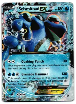 Seismitoad EX 20/111 - Furious Fists Rare EX Pokemon TCG Holo - MP Card - Image 1