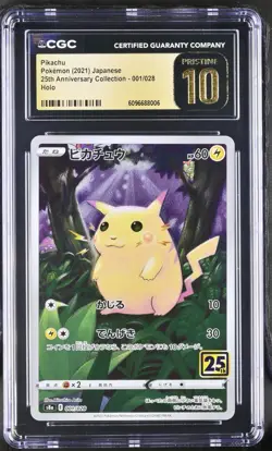 Pokemon Card CGC PRISTINE 10 Pikachu 25th Anniversary 001/028 - Image 1