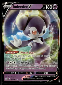 INDEEDEE V - 039/072 Holo Rare V Shining Fates Pokemon NM - Image 1