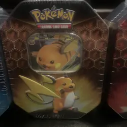 Pokemon Hidden Fates GX Tins Art Set of 3 Full Sealed Charizard Raichu Gyarados - Image 3