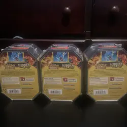 Pokemon Hidden Fates GX Tins Art Set of 3 Full Sealed Charizard Raichu Gyarados - Image 5