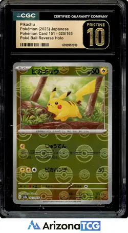 Pokemon 2023 Pikachu 025 Poke Ball Reverse Holo 151 Japanese BLACK LABEL CGC 10 - Image 1