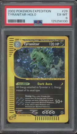 2002 Pokemon TCG Expedition #29 Tyranitar Holo EX-MT PSA 6 - Image 1