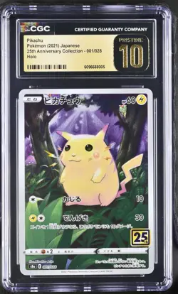 Pokemon Card CGC PRISTINE 10 Pikachu 25th Anniversary 001/028 - Image 1