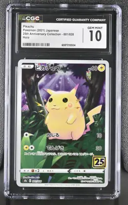 Pokemon Card CGC 10 Pikachu 25th Anniversary 001/028 - Image 1