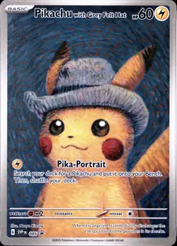 Pokemon x Van Gogh: Pikachu with Grey Felt Hat - 085 Promo Card - - Image 1