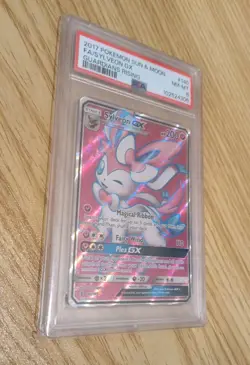 Pokemon Sylveon GX Full Art Ultra Rare Card 140/145 PSA 8 NM-MT Guardians Rising - Image 1