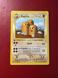 Dugtrio 19/102 Shadowless 1st Edition Base Set Pokemon Card HP No Creases - Image 1