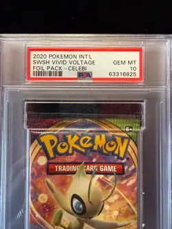 2020 Pokemon Intl Swsh Vivid Voltage Foil Pack Celebi GEM MT 10 Graded PSA - Image 3