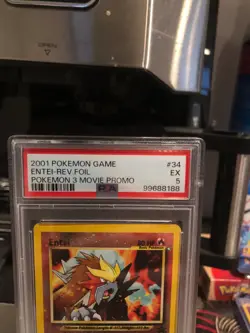 ENTEI #34-REVERSE HOLO 2001 POKEMON TCG, POKEMON MOVIE 3 PROMO, PSA 5 - Image 2