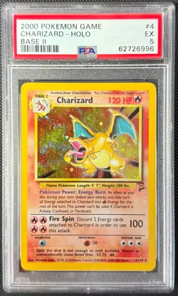 2000 POKEMON GAME BASE II #4 CHARIZARD-HOLO BASE II PSA EX 5 - Image 1