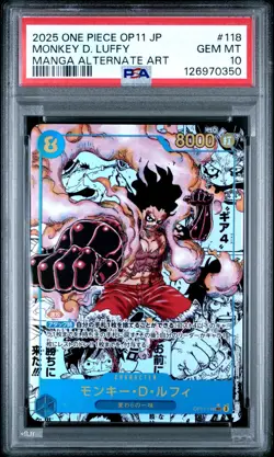One Piece PSA 10 Monkey D. Luffy OP11 118 Manga Alt Art 2025 Japanese - Image 1