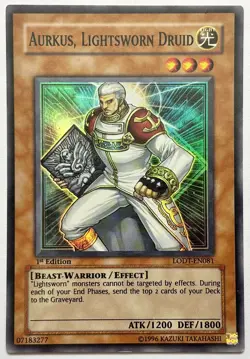 LODT-EN081 Aurkus, Lightsworn Druid - Super Rare 1st Edition Lightly Played - Image 1