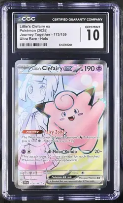Pokemon Card Lillies Clefairy EX 173/159 Journey Together Full Art Cgc 10 - Image 1