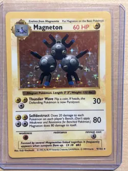 Pokemon TCG Magneton 9/102 Base Set Shadowless Holo Rare Card - Image 1
