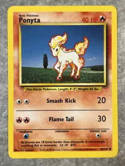 Ponyta 060/102 Pokemon TCG Base Set Vintage WOTC Card Regular (Light Play) 4 - Image 1