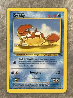 Krabby 51/62 Pokemon TCG Fossil Vintage WOTC Card Regular (Light Play) 4 - Image 1