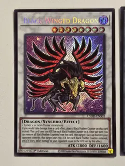 Black-Winged Dragon L5DD-ENS03 Secret Rare Chibi Yugioh 1st Edition + Token Card - Image 2