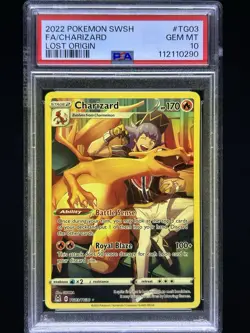 2022 POKEMON SWORD & SHIELD LOST ORIGIN #TG03 FULL ART/CHARIZARD PSA 10 - Image 1