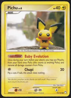 Pokemon Pichu 93/123 Common Mysterious Treasures Yuka Morii - Image 1