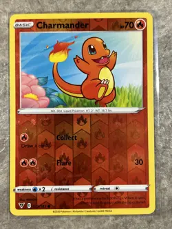Charmander 023/185 Pokemon TCG Swsh04: Vivid Voltage Reverse Holo Moderate Play - Image 1