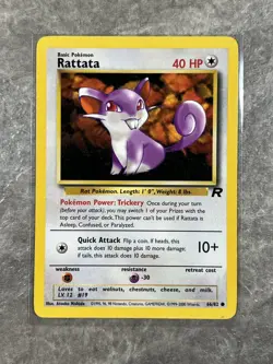 Rattata 66/82 Pokemon TCG Team Rocket Vintage WOTC Regular (Light Play) 2 - Image 1