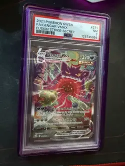 2021 POKEMON SWSH FUSION STRIKE SECRET #271 FULL ART GENGAR VMAX PSA 7 - Image 1