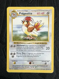 Pokemon TCG Pidgeotto 022/102 *Shadowless* Base Set Regular (English) - MP - Image 3
