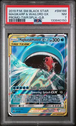 2019 POKEMON SM BLACK STAR PROMO SM166 MAGIKARP & WAILORD - PSA 7 - Image 1