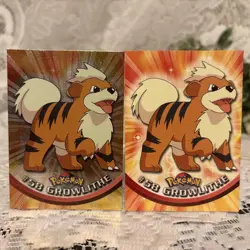 Pokemon Topps - TV Animation Edition - TWO Growlithe #58 - FOIL & REGULAR SET - Image 1