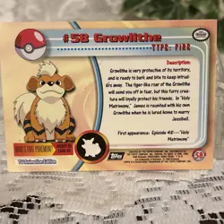 Pokemon Topps - TV Animation Edition - TWO Growlithe #58 - FOIL & REGULAR SET - Image 3