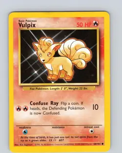 Pokemon TCG Vulpix Base Set 68/102 Unlimited Regular Common Card WOTC MP - Image 1
