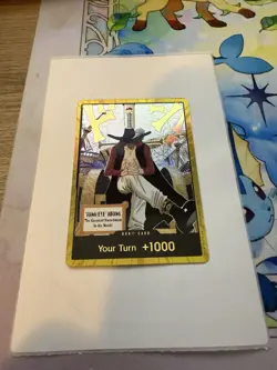 DON!! Card Gold Frame Mihawk OP14 ONE PIECE NM English The azure sea’s seven - Image 1