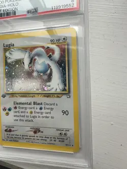 Pokemon TCG Lugia Neo Genesis Holo Card 9/111 1st Edition PSA 8 partial Swirl - Image 2