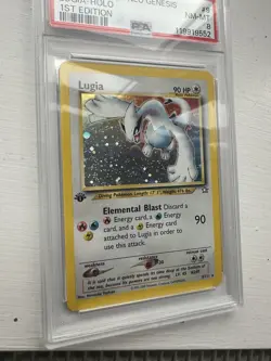 Pokemon TCG Lugia Neo Genesis Holo Card 9/111 1st Edition PSA 8 partial Swirl - Image 3