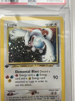 Pokemon TCG Lugia Neo Genesis Holo Card 9/111 1st Edition PSA 8 partial Swirl - Image 4
