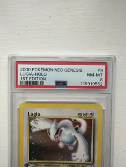 Pokemon TCG Lugia Neo Genesis Holo Card 9/111 1st Edition PSA 8 partial Swirl - Image 5