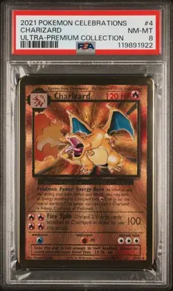 PSA 8 - 2021 Pokemon Celebrations UPC CHARIZARD Gold Metal Card #4 (1922) - Image 1