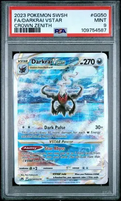 PSA 9 Darkrai VSTAR GG50/GG70 Galarian Gallery Crown Zenith Pokemon Card MINT - Image 1