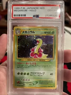 2000 Pokemon Japanese Neo Meganium #154 Holo PSA 10 - Image 1