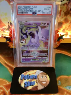 2023 Play! Pokemon Prize Pack Series 3 Mewtwo VSTAR 031 - PSA 10 GEM MINT - Image 1