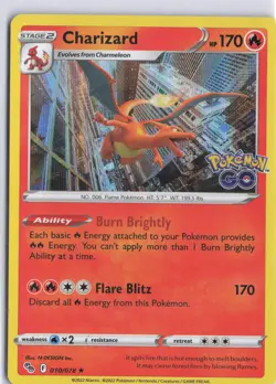 Charizard Holo Rare Pokemon GO 010/078 NM - Image 1