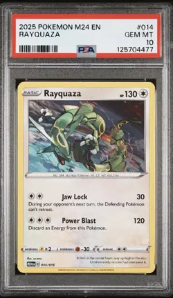 2025 POKEMON M24 EN-MCDONALD's COLLECTION RAYQUAZA 014 PSA 10 - Image 1