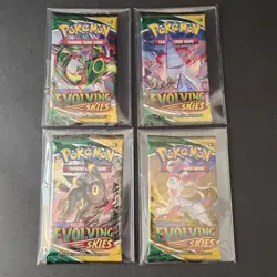Pokemon Evolving Skies Booster Pack Art Set Of 4 Sword & Shield Plastic Sleeve - Image 2
