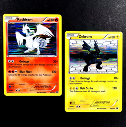 2011 Pokemon RESHIRAM & ZEKROM Holo Rare BLACK STAR PROMO Tin Cards BW004 BW005 - Image 1